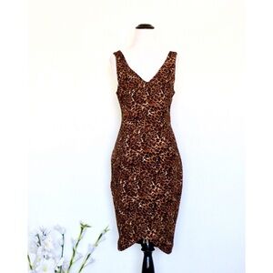 NEW! ASTR The Label Leopard Animal Print Cocktail Mini Dress Brown Black SZ M